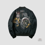 Bomber Sukajan tendance avec motifs japonais