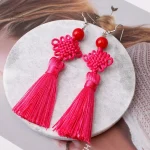Boucle d'oreille japonaise en soie tressée, design noeud