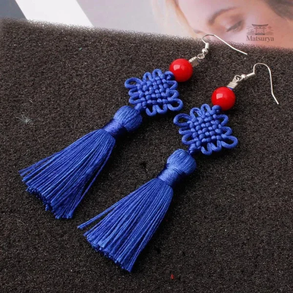 Bijou en soie tressée, boucle d'oreille japonaise