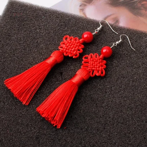 Boucle d'oreille tressée, inspiration japonaise