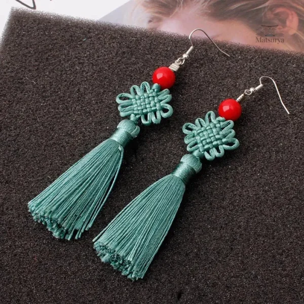 Boucle d'oreille en soie, noeud élégant japonais