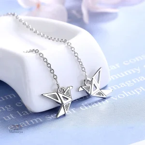 Boucle d'oreille grue origami japonaise pendante