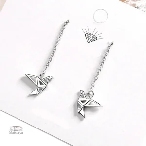 Boucle d'oreille japonaise en forme de grue