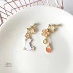 Boucle d'oreille asymétrique artisanale japonaise