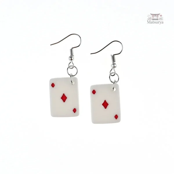 Bijou japonais : boucle d'oreille cartes poker colorées