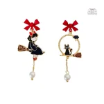 Boucle d'oreille chat avec motif émail