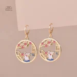 Bijoux japonais pour femme, boucle d'oreille unique