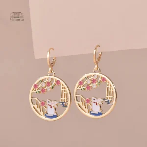 Bijoux japonais pour femme, boucle d'oreille unique