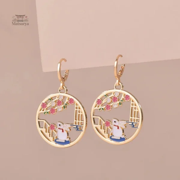 Bijoux japonais pour femme, boucle d'oreille unique