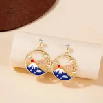 Boucle d'oreille Mont Fuji en design japonais