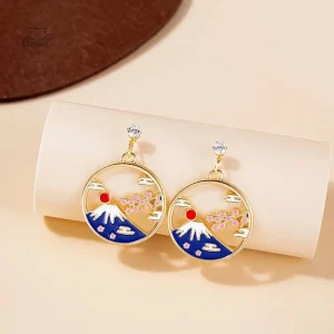 Boucle d'oreille Mont Fuji en design japonais