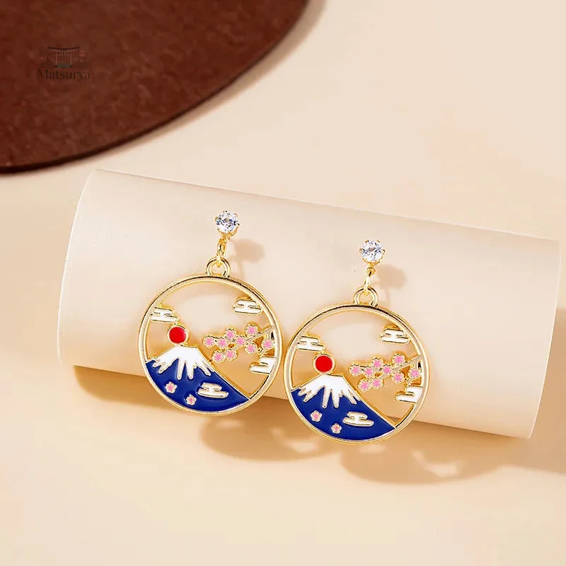Boucle d'oreille Japonaise Mont Fuji