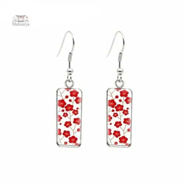 Boucle d'oreille japonaise rouge élégante et colorée