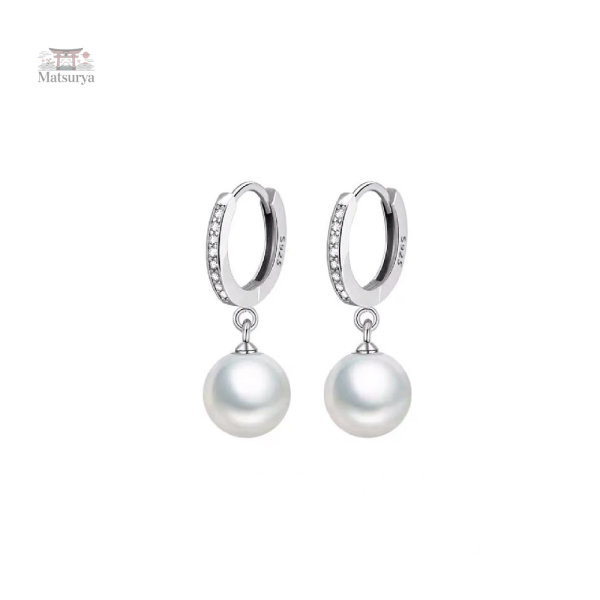 Boucle d'oreille tendance avec perle japonaise