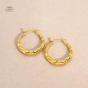 Boucles d'oreilles en bambou, finition dorée raffinée