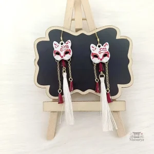 Boucles d'oreilles japonaises Masque de Renard