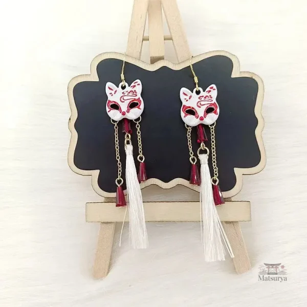 boucles-doreilles-japonaise-masque-de-renard-1 Boucles d'oreilles japonaises Masque de Renard