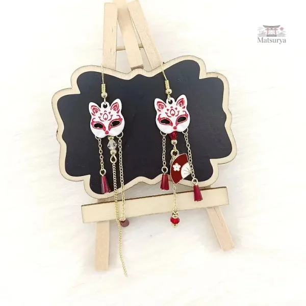 Boucles d'oreilles japonaises colorées renard