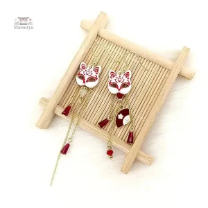 Boucles d'oreilles artisanales japonaises renard