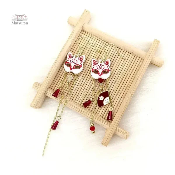 Boucles d'oreilles artisanales japonaises renard