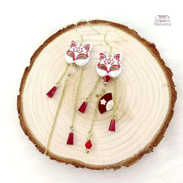 Boucles d'oreilles traditionnelles japonaises renard