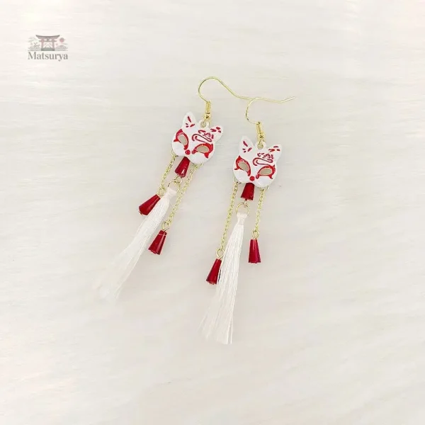 Boucles d'oreilles japonaises avec motif de renard
