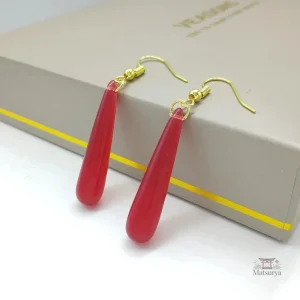 Boucles d'oreilles goutte d'eau rouges japonaises