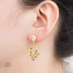 Boucles d'oreilles en zircon, design japonais élégant