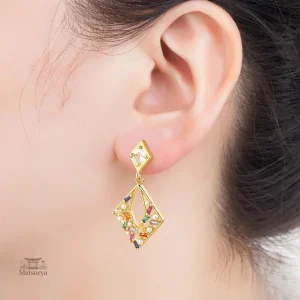 Boucles d'oreilles en zircon, design japonais élégant