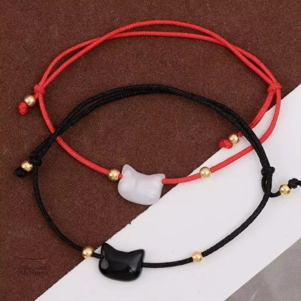 Bracelet Chat en pierre de lune, design japonais