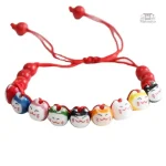Bracelet artisanal japonais avec motif de chat chanceux