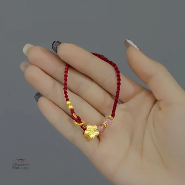 Accessoire Japonais, bracelet en cordon rouge, mode artisanale