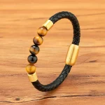 Bracelet Japonais en cuir et pierre semi-précieuse