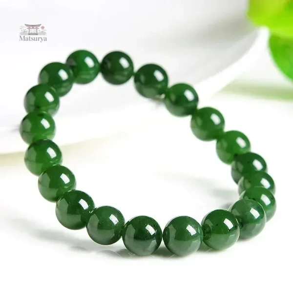 Bracelet perlé jade, style japonais traditionnel