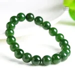 Bracelet en perles, jade vert, design japonais