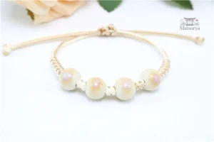 Élégant bracelet en perles Larimar japonaises
