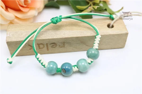 Bracelet japonais, perles Larimar en bleu