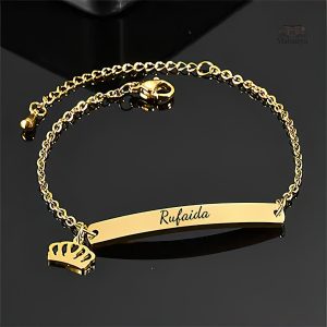 Bracelet Japonais Fin Personnalisé avec motif de couronne