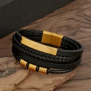 Bracelet multicouche en cuir, style japonais