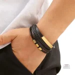 Bijou japonais en cuir, bracelet élégant multicouche