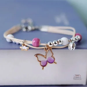 Bracelet japonais coloré avec motif papillon