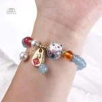Bracelet élégant en agate avec motif de chat