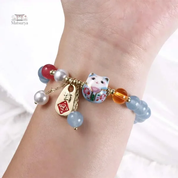 Bracelet élégant en agate avec motif de chat