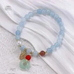 Bracelet artisanal japonais avec perles agate et chat