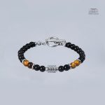Bracelet japonais perle d'agate et oeil de tigre