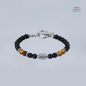 Bracelet japonais perle d'agate et oeil de tigre