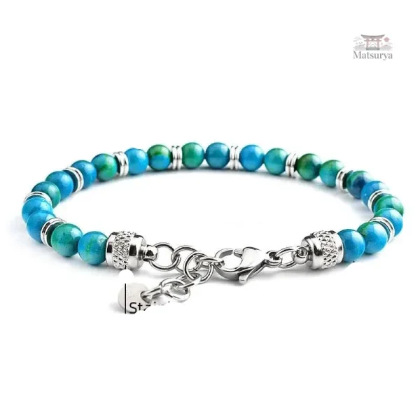 Bracelet chic japonais en agate et oeil de tigre