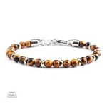 Bracelet japonais perle d'agate et oeil de tigre - vue 2