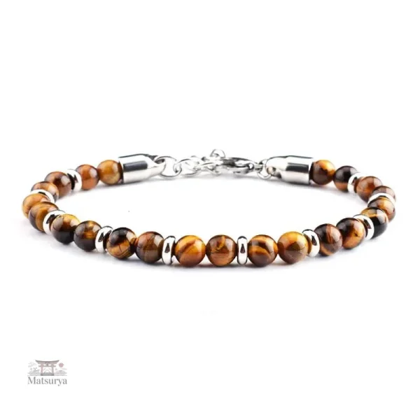 Bracelet japonais perle d'agate et oeil de tigre - vue 2