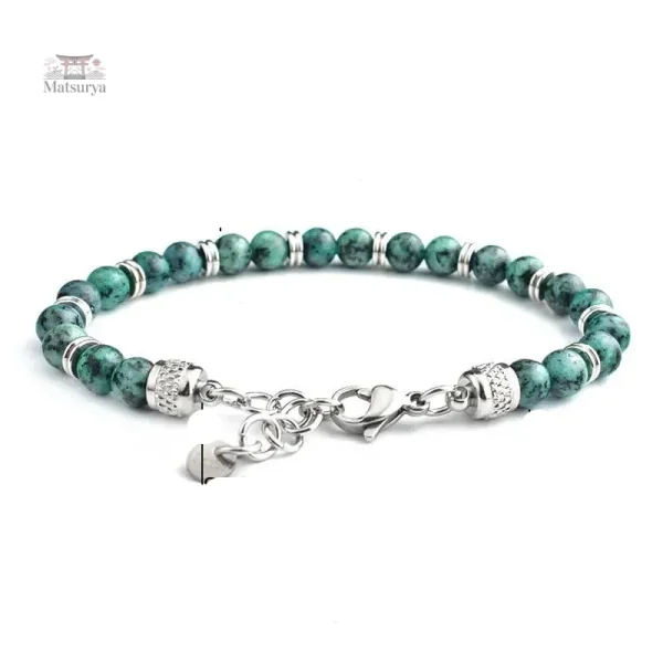 Bracelet japonais perle d'agate et oeil de tigre - vue 3